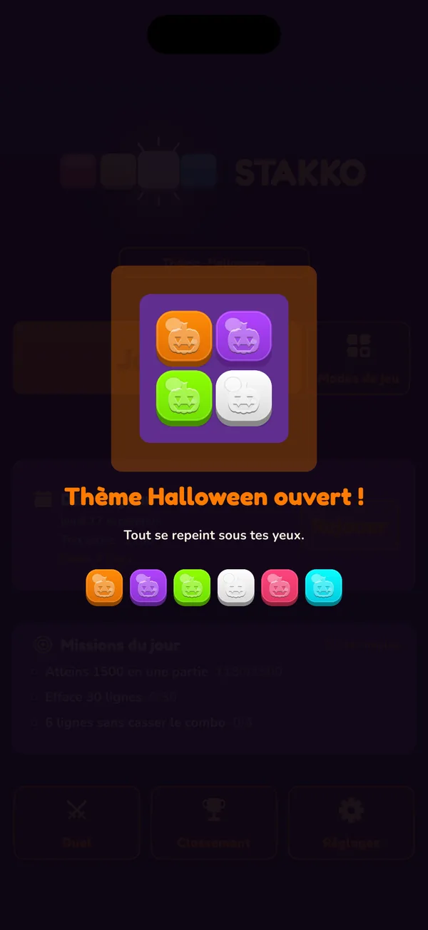 The Halloween theme unlock party in Stakko, with its pumpkin tiles